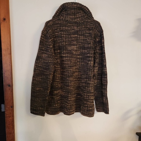 Vintage Express Size XL Mens Wool Blend Textured Collared Zip Up Sweater Brown - Picture 3 of 10